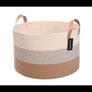 NWT Ex-Lg Cotton Rope Basket in Natural/Gray/Tan
